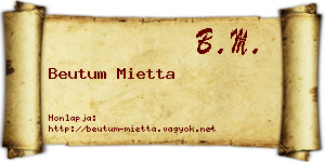 Beutum Mietta névjegykártya